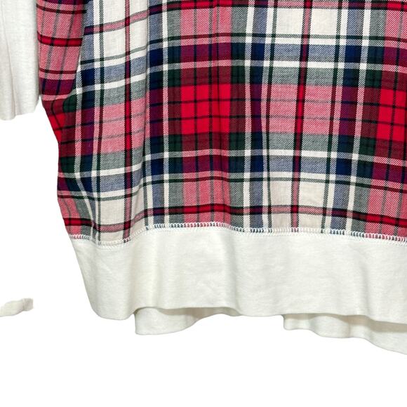 Chaps Plaid Front Lightweight Long Sleeve Tee Shirt Hoodie Women Medium Preppy - Picture 6 of 9